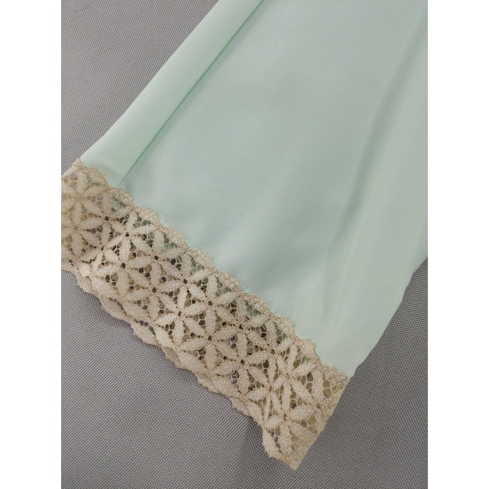 Vintage‎ Vanity Fair Robe Sz L 36 Mint Green Lace Trim Long Sleeve Button Front - Picture 5 of 11